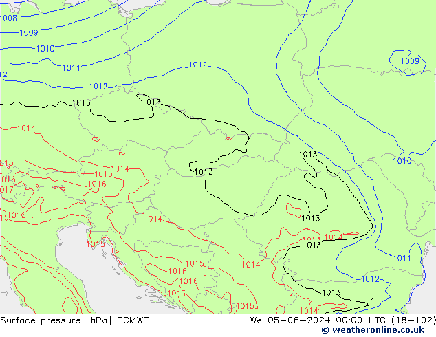 pressão do solo ECMWF Qua 05.06.2024 00 UTC