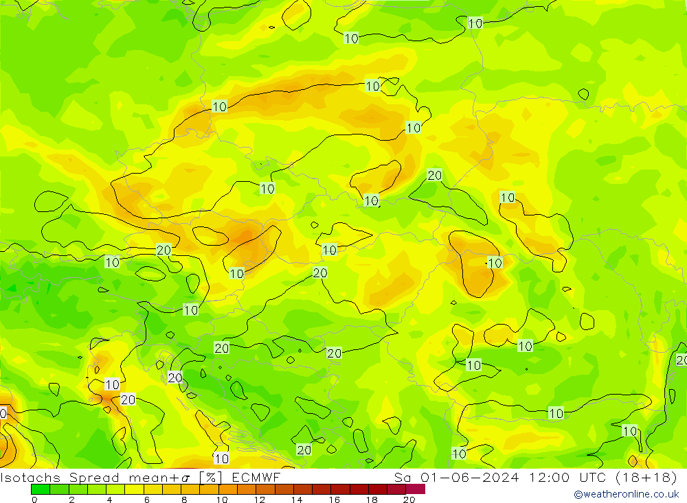 Isotachs Spread ECMWF Sáb 01.06.2024 12 UTC