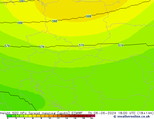 Géop. 500 hPa Spread ECMWF jeu 06.06.2024 18 UTC