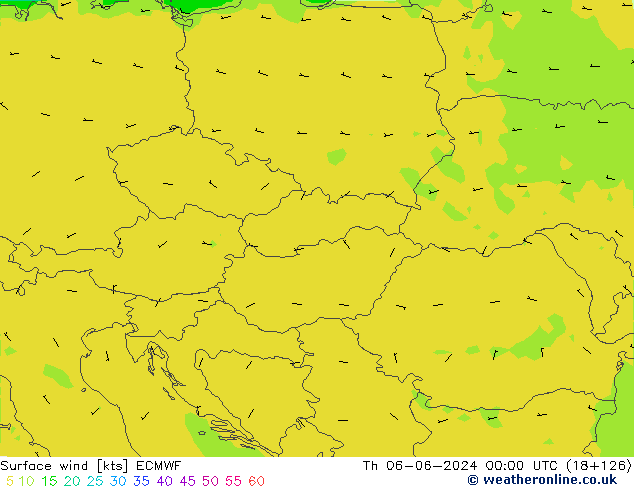 Vento 10 m ECMWF Qui 06.06.2024 00 UTC