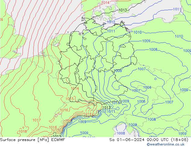 地面气压 ECMWF 星期六 01.06.2024 00 UTC