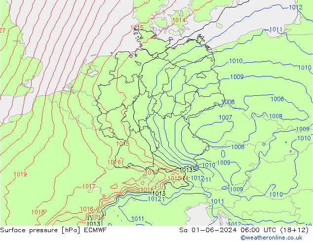 地面气压 ECMWF 星期六 01.06.2024 06 UTC