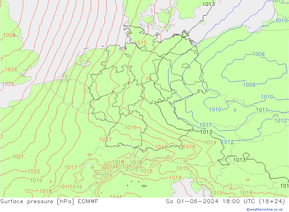 приземное давление ECMWF сб 01.06.2024 18 UTC