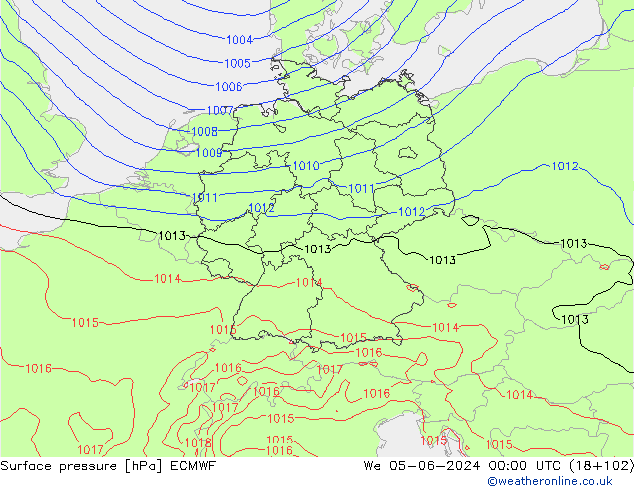 pression de l'air ECMWF mer 05.06.2024 00 UTC