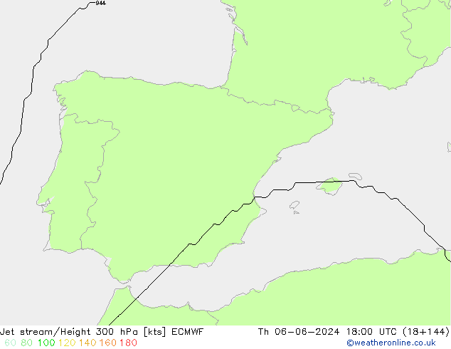 Prąd strumieniowy ECMWF czw. 06.06.2024 18 UTC