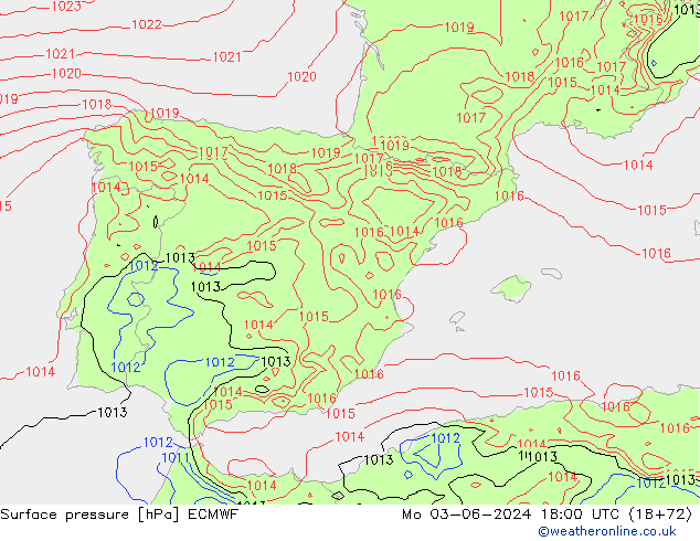 pression de l'air ECMWF lun 03.06.2024 18 UTC