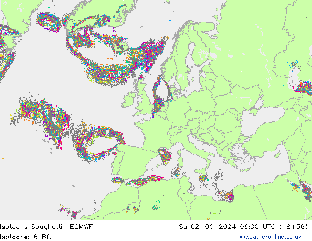 Isotachen Spaghetti ECMWF So 02.06.2024 06 UTC