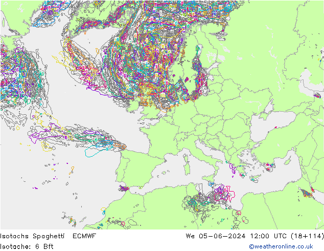 Isotachs Spaghetti ECMWF  05.06.2024 12 UTC