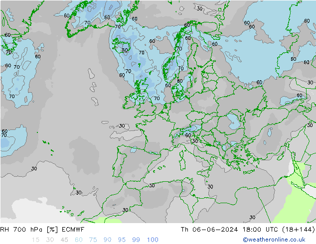 RH 700 hPa ECMWF Do 06.06.2024 18 UTC