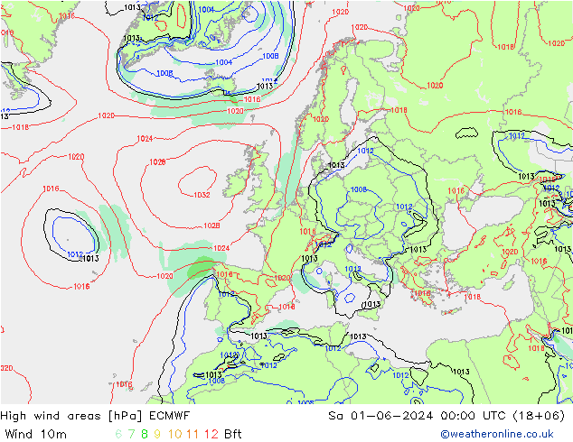 High wind areas ECMWF Sáb 01.06.2024 00 UTC