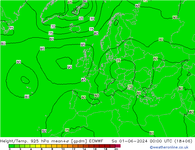 Height/Temp. 925 hPa ECMWF Sa 01.06.2024 00 UTC