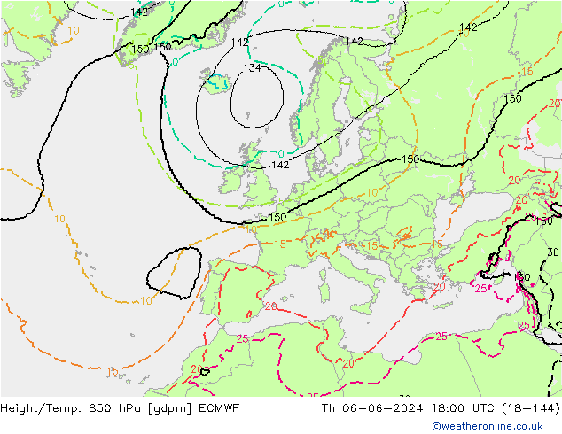 Height/Temp. 850 hPa ECMWF  06.06.2024 18 UTC