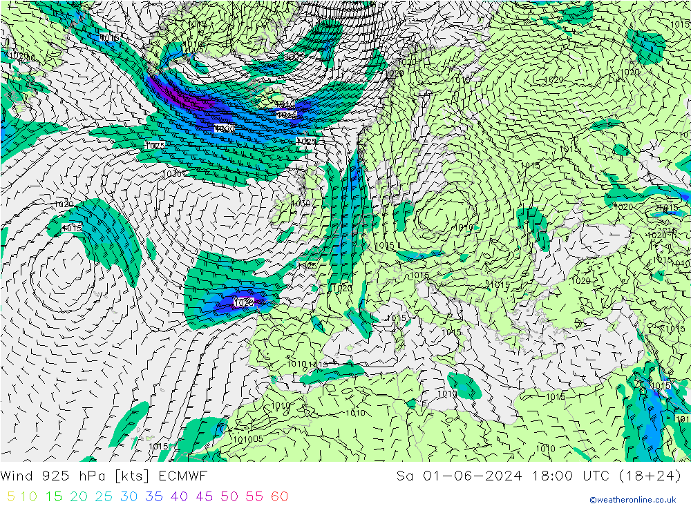 Wind 925 hPa ECMWF So 01.06.2024 18 UTC