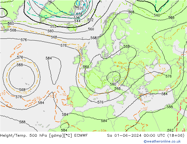 Height/Temp. 500 hPa ECMWF So 01.06.2024 00 UTC