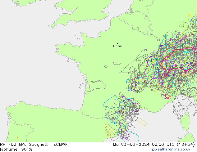 RV 700 hPa Spaghetti ECMWF ma 03.06.2024 00 UTC