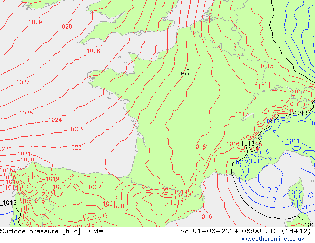 Yer basıncı ECMWF Cts 01.06.2024 06 UTC