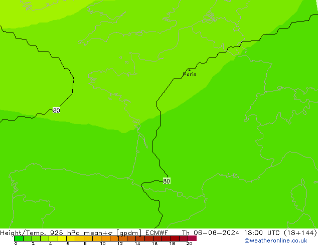 Height/Temp. 925 hPa ECMWF Qui 06.06.2024 18 UTC