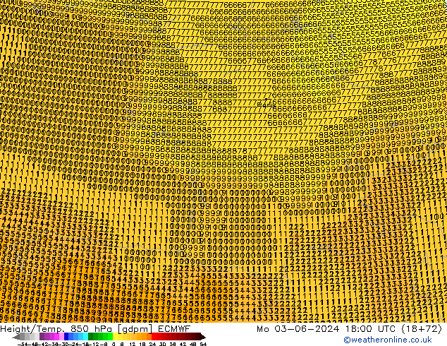 Height/Temp. 850 hPa ECMWF Mo 03.06.2024 18 UTC