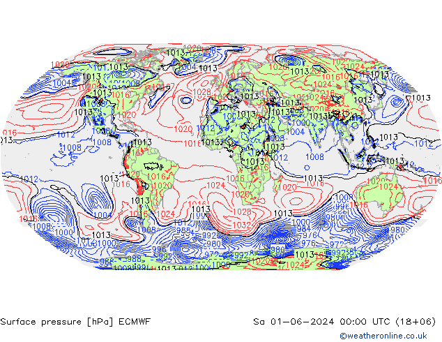 приземное давление ECMWF сб 01.06.2024 00 UTC