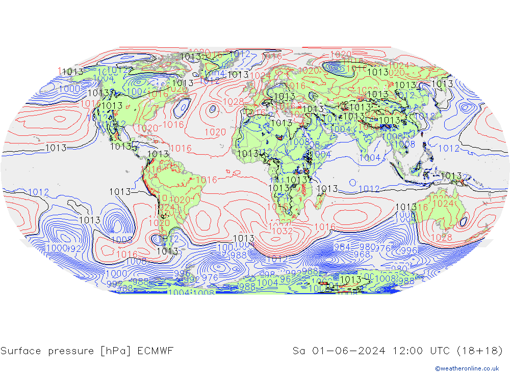 Surface pressure ECMWF Sa 01.06.2024 12 UTC