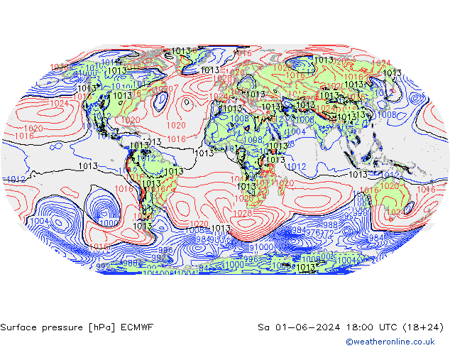 地面气压 ECMWF 星期六 01.06.2024 18 UTC