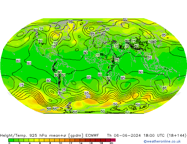 Height/Temp. 925 гПа ECMWF чт 06.06.2024 18 UTC