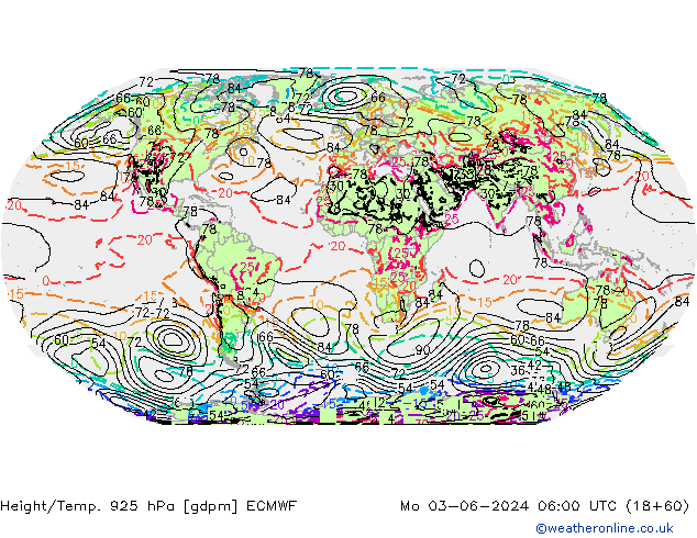 Height/Temp. 925 hPa ECMWF lun 03.06.2024 06 UTC