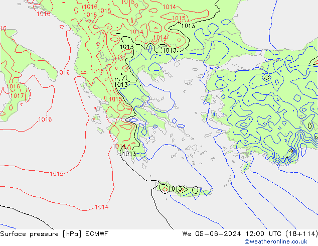 pressão do solo ECMWF Qua 05.06.2024 12 UTC