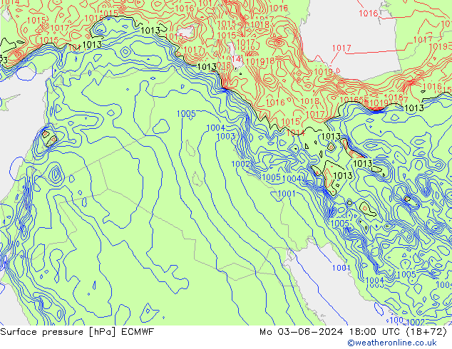 Surface pressure ECMWF Mo 03.06.2024 18 UTC