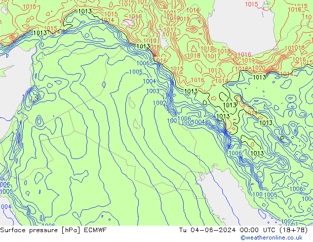 Atmosférický tlak ECMWF Út 04.06.2024 00 UTC