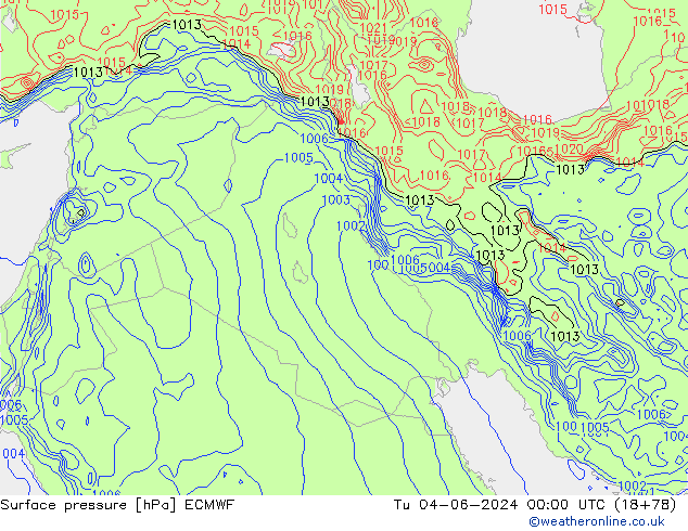 pression de l'air ECMWF mar 04.06.2024 00 UTC