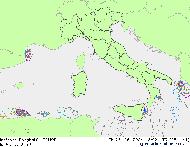 Eşrüzgar Hızları Spaghetti ECMWF Per 06.06.2024 18 UTC