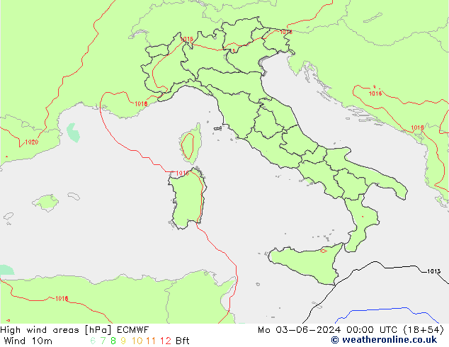 High wind areas ECMWF Mo 03.06.2024 00 UTC