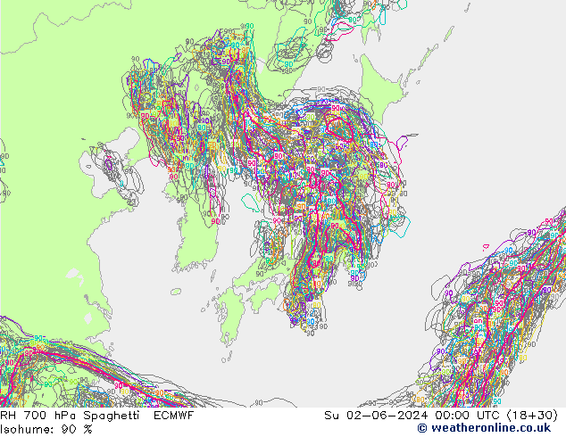 RV 700 hPa Spaghetti ECMWF zo 02.06.2024 00 UTC