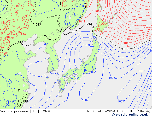 Atmosférický tlak ECMWF Po 03.06.2024 00 UTC