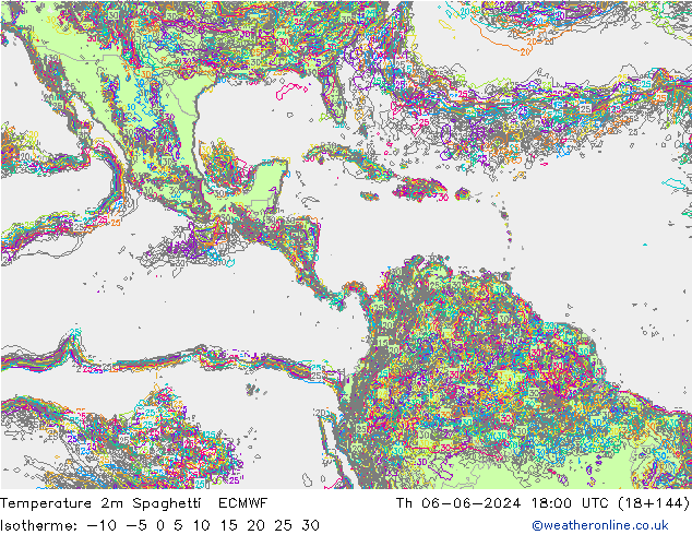 mapa temperatury 2m Spaghetti ECMWF czw. 06.06.2024 18 UTC