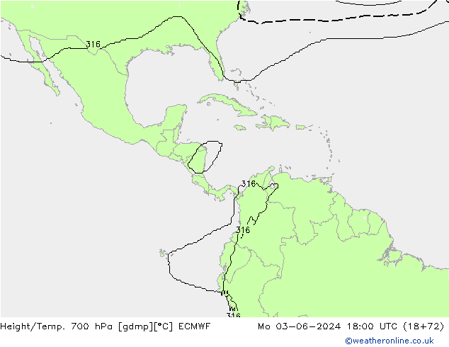 Yükseklik/Sıc. 700 hPa ECMWF Pzt 03.06.2024 18 UTC