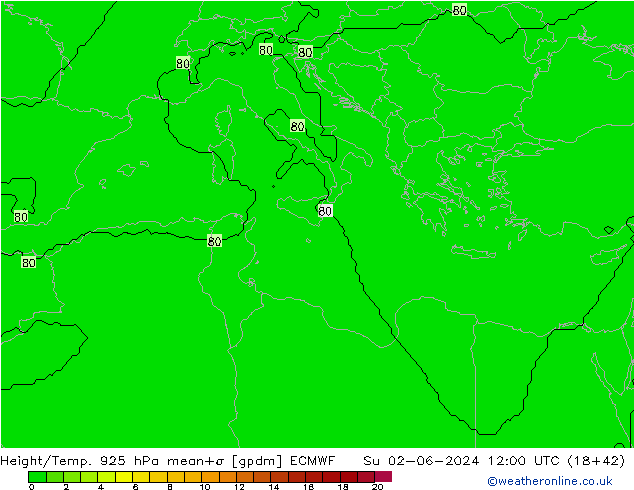 Hoogte/Temp. 925 hPa ECMWF zo 02.06.2024 12 UTC