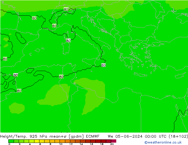 Yükseklik/Sıc. 925 hPa ECMWF Çar 05.06.2024 00 UTC