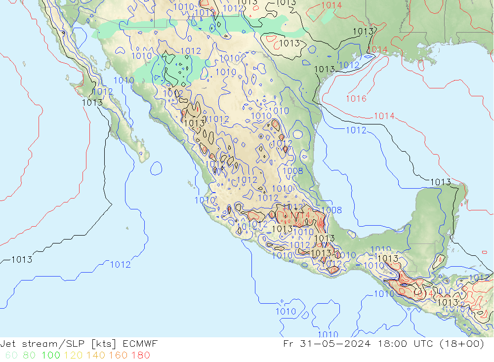 Corriente en chorro ECMWF vie 31.05.2024 18 UTC