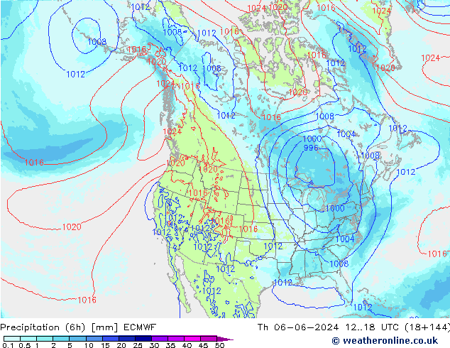 Precipitazione (6h) ECMWF gio 06.06.2024 18 UTC