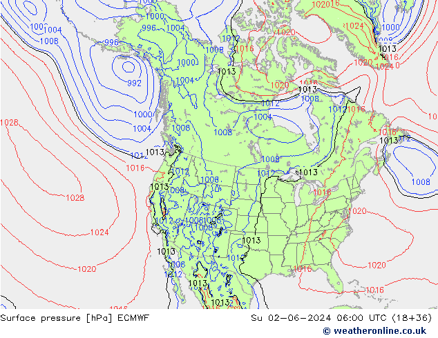 Surface pressure ECMWF Su 02.06.2024 06 UTC