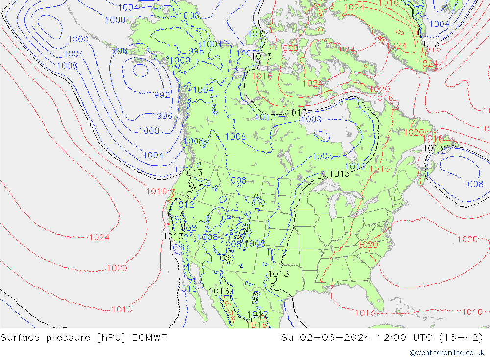 Luchtdruk (Grond) ECMWF zo 02.06.2024 12 UTC