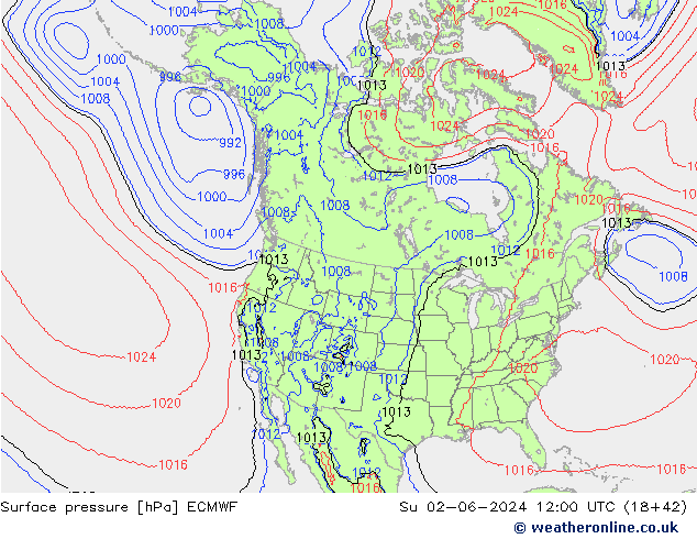 Luchtdruk (Grond) ECMWF zo 02.06.2024 12 UTC