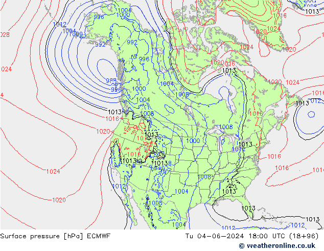 приземное давление ECMWF вт 04.06.2024 18 UTC