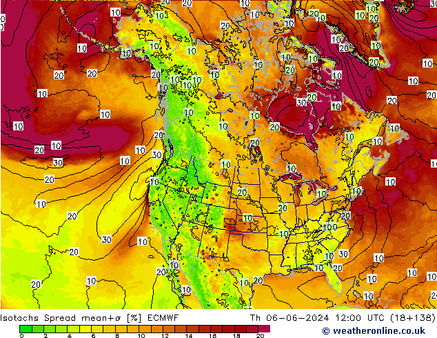 Isotachs Spread ECMWF Th 06.06.2024 12 UTC