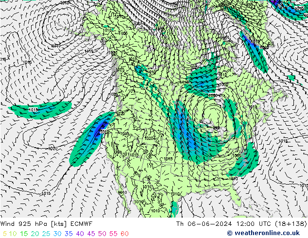 Wind 925 hPa ECMWF Čt 06.06.2024 12 UTC