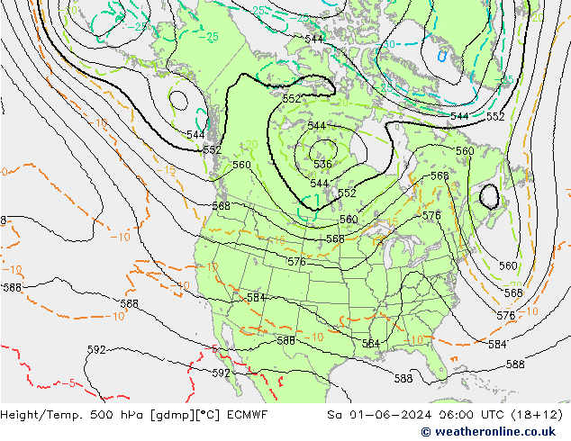 Height/Temp. 500 hPa ECMWF Sa 01.06.2024 06 UTC