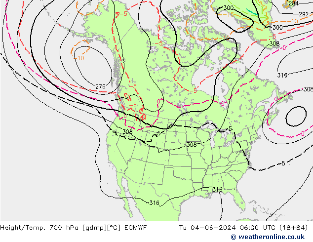 Géop./Temp. 700 hPa ECMWF mar 04.06.2024 06 UTC