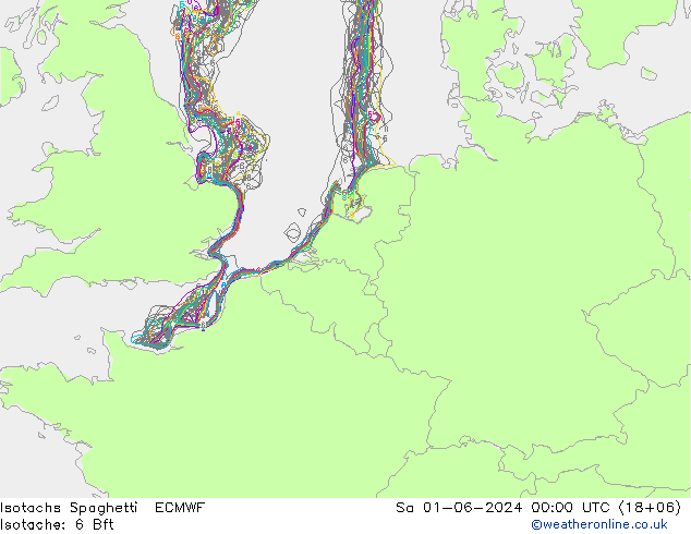 Isotachen Spaghetti ECMWF za 01.06.2024 00 UTC